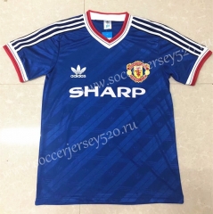Retro Version 86-88 Manchester United Blue Thailand Soccer Jersey AAA-811