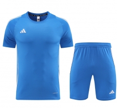 Adidas Bright Blue Soccer Short-Sleeves Tracksuit-LH