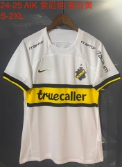2024-2025 AIK Solna Away White&Yellow Thailand Soccer Jersey AAA-9171