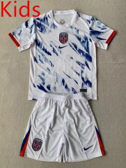 2024-2025 Norway Away White&Blue Kids/Youth Soccer Uniform-AY