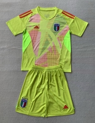 2024-2025 Italy Goalkeeper Fluorescent Green Soccer Uniform-AY