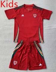 2024-2025 Wales Home Red Kids/Youth Soccer Uniform-AY