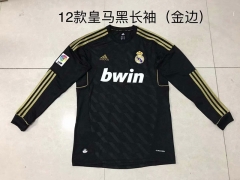 Retro Version 2011-12 Real Madrid Away Black (Gold Sleeve) LS Thailand Soccer Jersey AAA-510
