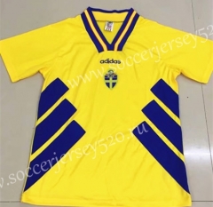 1994 Season Sweden Home Yellow Retro version Thailand Soccer Jersey AAA