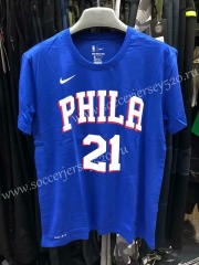 Philadelphia 76ers NBA Blue #21 Cotton T Jersey-CS