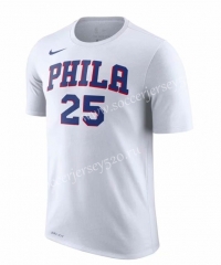 Philadelphia 76ers NBA White #25 Cotton T Jersey-CS