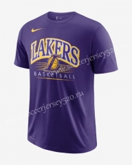 Los Angeles lakers NBA Purple Cotton T Jersey-CS