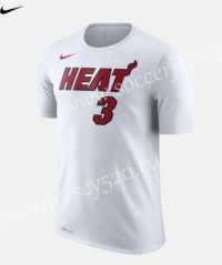 Miami Heat NBA White #3 Cotton T Jersey-CS