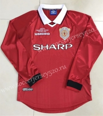 1999 Season Manchester United Home Red Thailand LS Soccer Jersey AAA-510