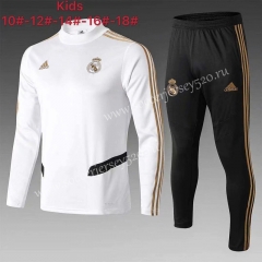2019-2020 Real Madrid White High Collar Kids/Youth Soccer Tracksuit-815