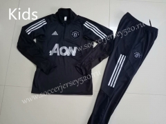 UEFA Champions League Version 2019-2020 Manchester United Black Kids/Youth Soccer Tracksuit -GDP
