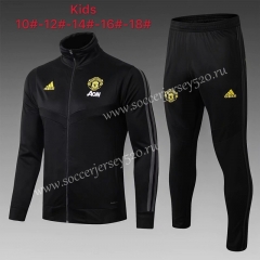 2019-2020 Manchester United Black High Collar Kids/Youth Soccer Jacket Uniform-815