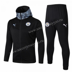 2019-2020 Manchester City Black Thailand Soccer Jacket Uniform With Hat-815