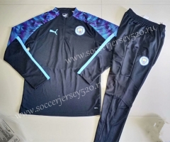 2019-2020 Manchester City Upper Cyan Thailand Soccer Tracksuit -GDP