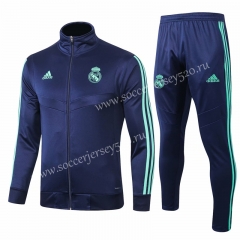 2019-2020 Real Madrid High Collar Royal Blue Thailand Soccer Jacket Uniform-815