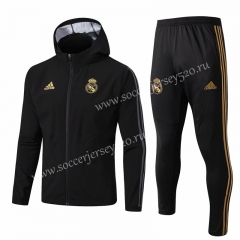 2019-2020 Real Madrid Black Thailand Tench Coats Uniform With Hat-815