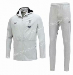 2019-2020 Liverpool Gray&White Soccer Jacket Uniform With Hat-CS