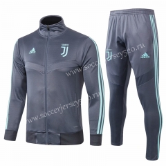 2019-2020 Juventus High Collar Light Gray Thailand Soccer Jacket Uniform-815