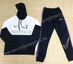 2019-2020 Tottenham Hotspur Black&White Thailand Soccer Tracksuit Uniform With Hat-CS