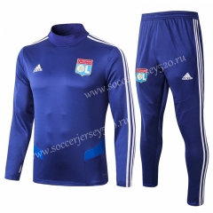 2019-2020 Olympique Lyonnais High Collar Camouflage Blue Thailand Soccer Tracksuit-815