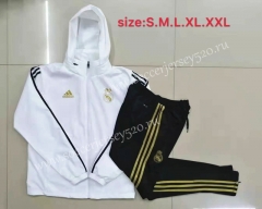 2019-2020 Real Madrid White Thailand Tench Coats Uniform With Hat-815
