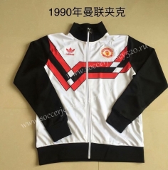 Retro Version 1990 Manchester United White Thailand Soccer Jacket-AY