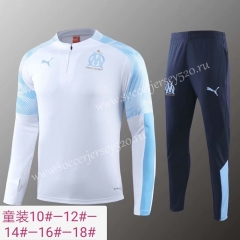 2019-2020 Olympique de Marseille White Kids/Youth Soccer Tracksuit-418