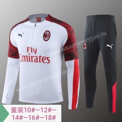 2019-2020 AC Milan White Kids/Youth Tracksuit Uniform-418