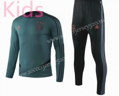 2019-2020 Ajax Green Round Collar Kids/Youth Soccer Tracksuit-GDP