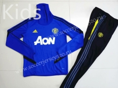 2019-2020 Manchester United Blue High Collar Kids/Youth Soccer Tracksuit-GDP
