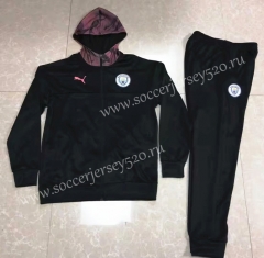 2019-2020 Manchester City Black Thailand Soccer Tracksuit With Hat -SL