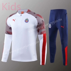 2019-2020 Deportivo Guadalajara White Kids/Youth Soccer Tracksuit-418