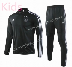 2019-2020 Ajax Black Round Collar Kids/Youth Soccer Tracksuit-GDP