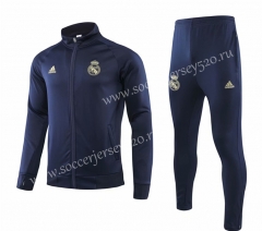 Champions League 2019-2020 Real Madrid Upper Cyan High Collar Thailand Soccer Jacket Uniform-GDP