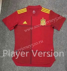 Player version European Cup 2020 Spain Home Red Thailand Soccer Jersey AAA-807