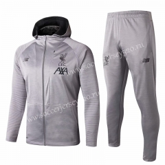 2019-2020 Liverpool Light Gray Thailand Soccer Jacket Uniform With Hat-815