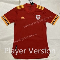Player Version European Cup 2020 Wales Home Red Thailand Soccer Jersey AAA-818