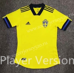 Player Version European Cup 2020 Sweden Home Yellow Thailand Soccer Jersey AAA-807