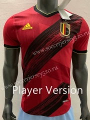 Player Version 2020 European Cup Belgium Home Red Thailand Soccer Jersey AAA