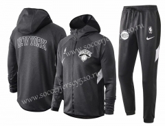 2020-2021 NBA New York Knicks Gray Jacket Uniform With Hat-815