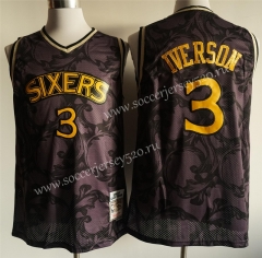 Philadelphia 76ers Dark Purple Iverson #3 NBA Jersey