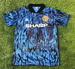 Retro Version 1992-1993 Manchester United Away Blue Thailand Soccer Jersey AAA-503