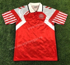 Retro Version 1992 UEFA Champions League Version Denmark Red Thailand Soccer Jersey AAA-503