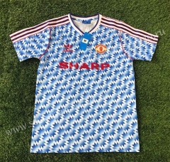 Retro Version 1990-1992 Manchester United Away Blue Thailand Soccer Jersey AAA-503