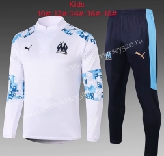 2020-2021 Olympique de Marseille White Kids/Youth Soccer Tracksuit-815