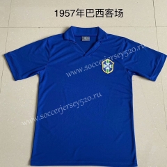 Retro version 1957 Season Brazil Away Blue Tailand Soccer Jersey AAA-AY