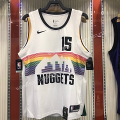 Denver Nuggets #15 White NBA Jersey-311