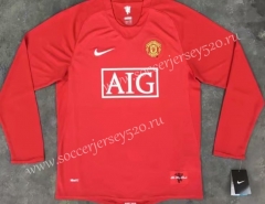 Retro Version 07-08 Manchester United Home Red LS Thailand Soccer Jersey AAA-510