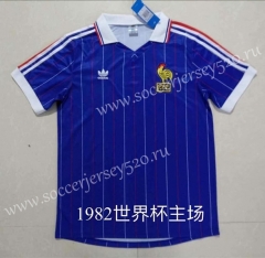 Retro Version 1982 Season France Home Blue Thailand Soccer Jersey AAA-422