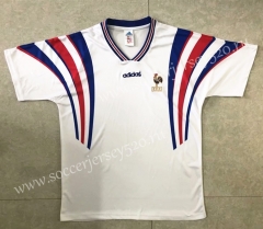 Retro Version 1996 European Cup France Away White Thailand Soccer Jersey AAA-HR